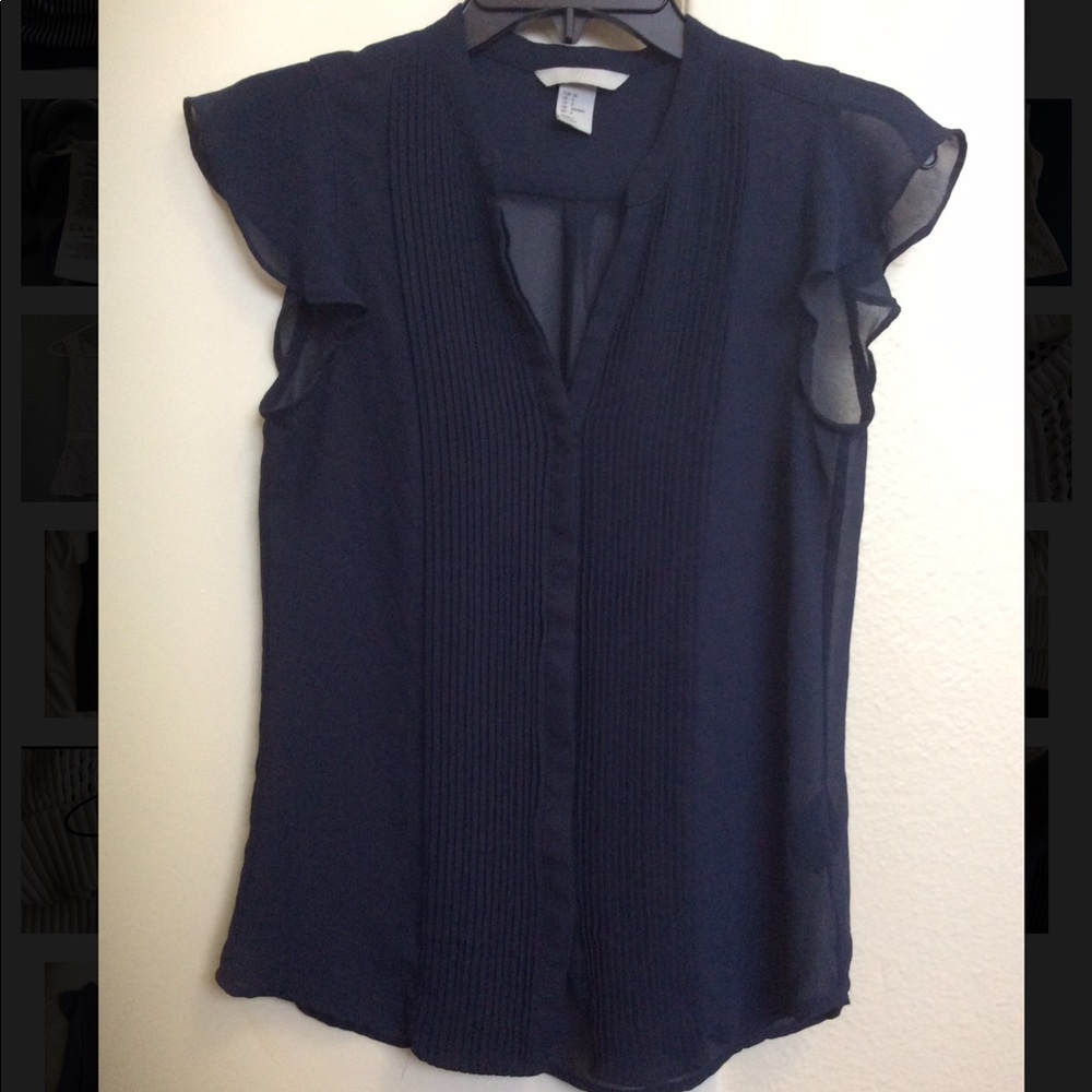 H&M Sheer Navy blue Dress top